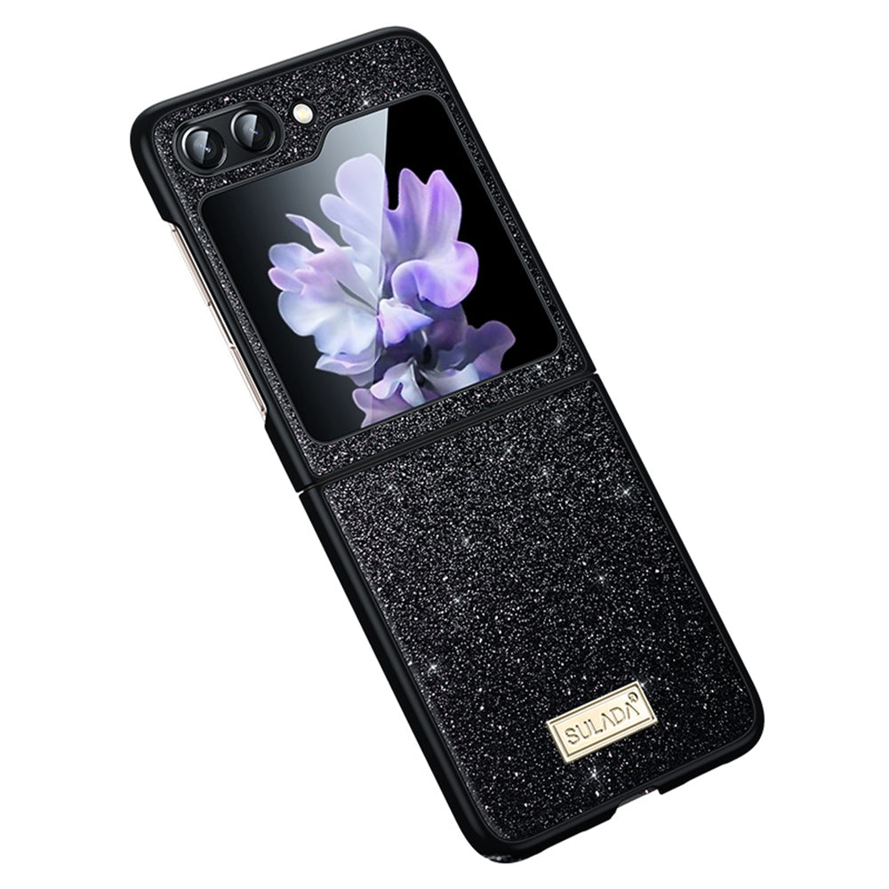SULADA For Samsung Galaxy Z Flip5 5G Glitter Sequins Shiny Case PU Leather Coated PC TPU Anti Slip Shockproof Cover SULADA For Samsung Galaxy Z Flip5 5G Glitter Sequins Shiny Case PU Leather Coated PC TPU Anti Slip Shockproof Cover